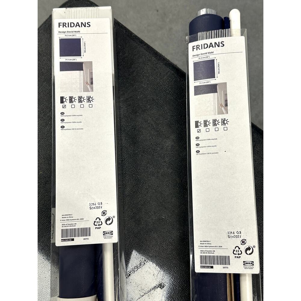IKEA FRIDANS Blackout Roller Blind Dark Blue 30x76¾" Lot of 2 NEW David Wahl